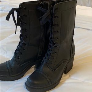Black healed combat boots